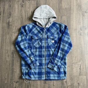 Quiksilver Blue Plaid Zip-Up Hooded Shirt Jacket